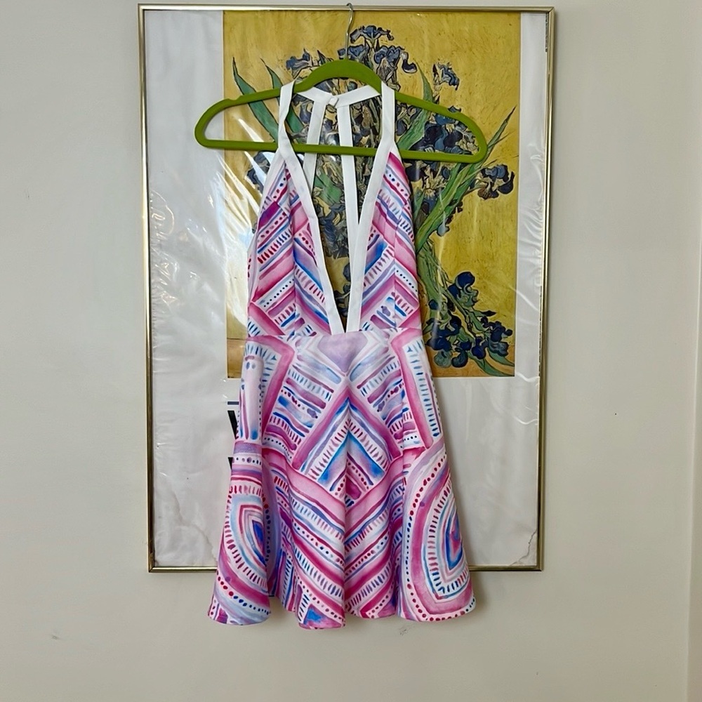 Sabo Skirt Pink and Blue Patterned Dress